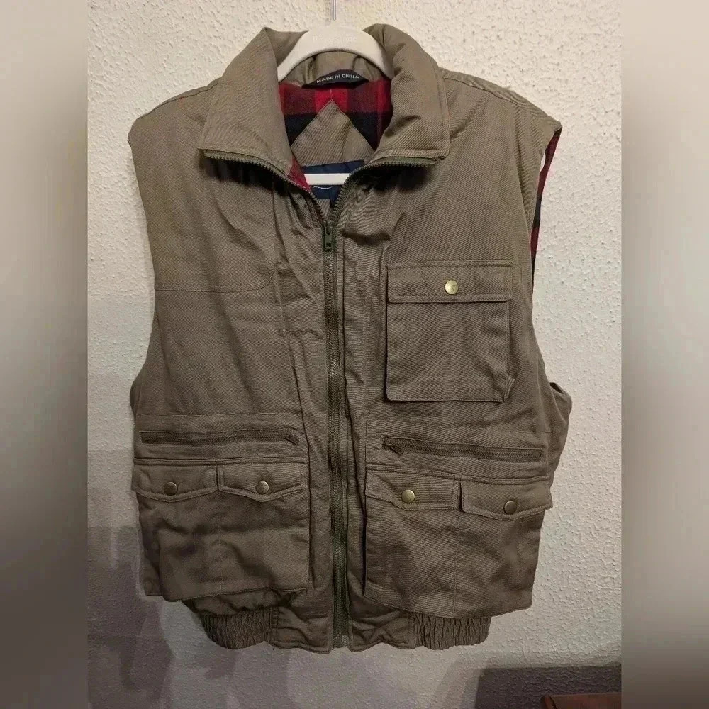 Ozark Trail Vest Men's XL Full Zip Outdoors Plaid Line Puffer